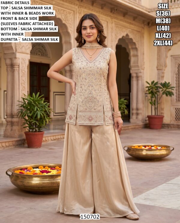 Women’s Festive Wear Three-Piece Palazzo Suit Set