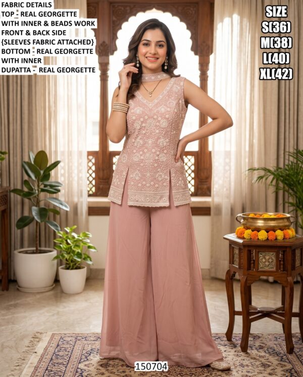 Women’s Festive Wear Three-Piece Palazzo Suit Set