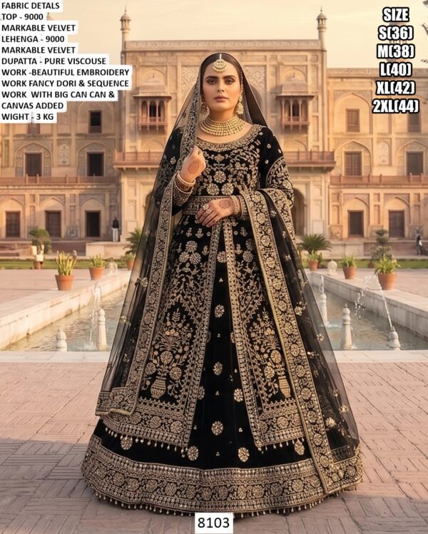 Luxury Velvet Bridal Lehenga For Women