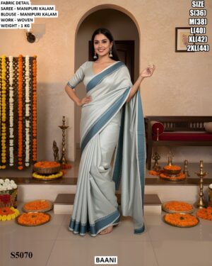 Manipuri Kalam Woven Saree With Blouse For Women