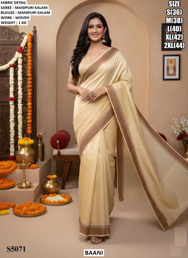 Manipuri Kalam Woven Saree With Blouse For Women