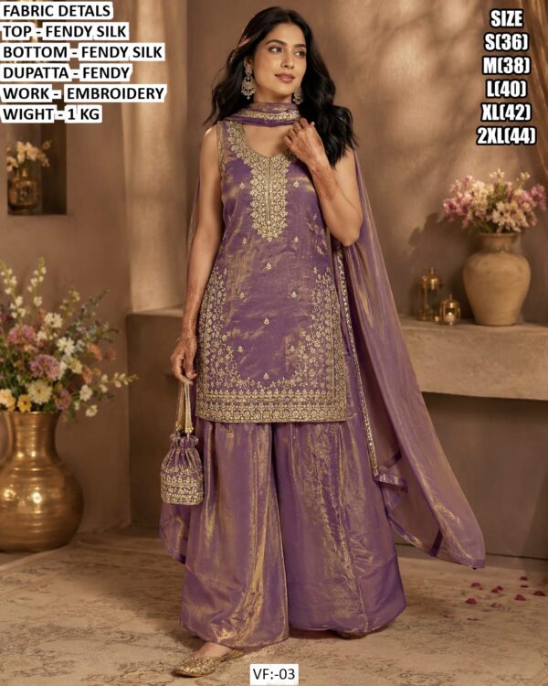 Fendy Silk Embroidered Palazzo Suit For Women