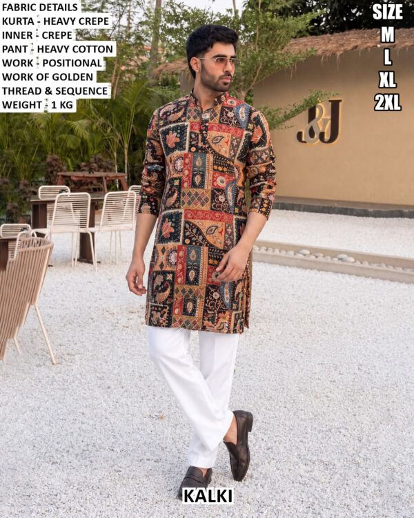 Stylish Sequin Work Kurta With White Cotton Pant
