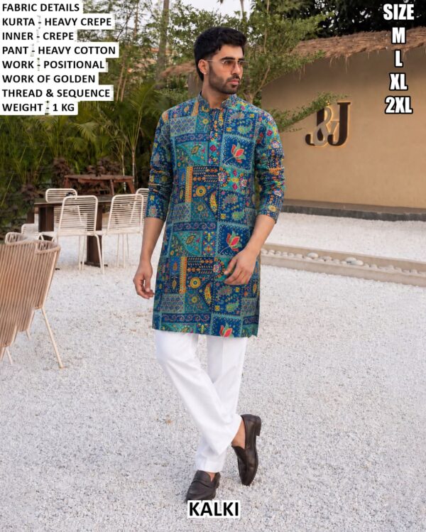 Stylish Sequin Work Kurta With White Cotton Pant