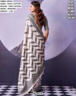 Elegant Monochrome Cotton Saree With Blouse