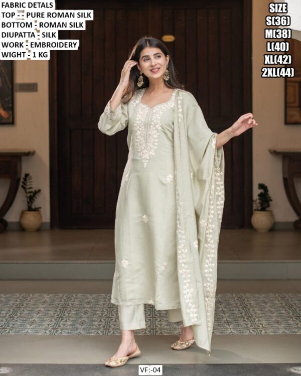 Pure Roman Silk Designer Salwar Suit For Women