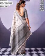 Elegant Monochrome Cotton Saree With Blouse
