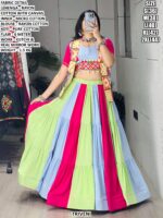 Kutchi Mirror Work Rayon Cotton Lehenga Choli With Koti