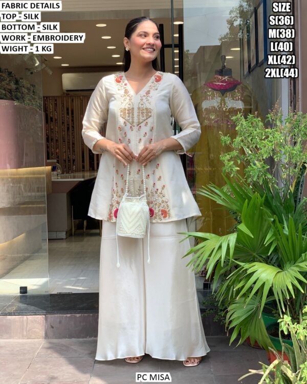 Floral Embroidery Short Kurta With Palazzo