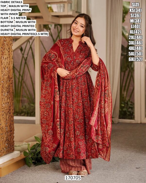 Full Flair Three Piece Anarkali Set For Women