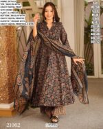 Full Flair Three Piece Anarkali Set For Women