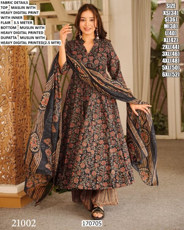 Full Flair Three Piece Anarkali Set For Women