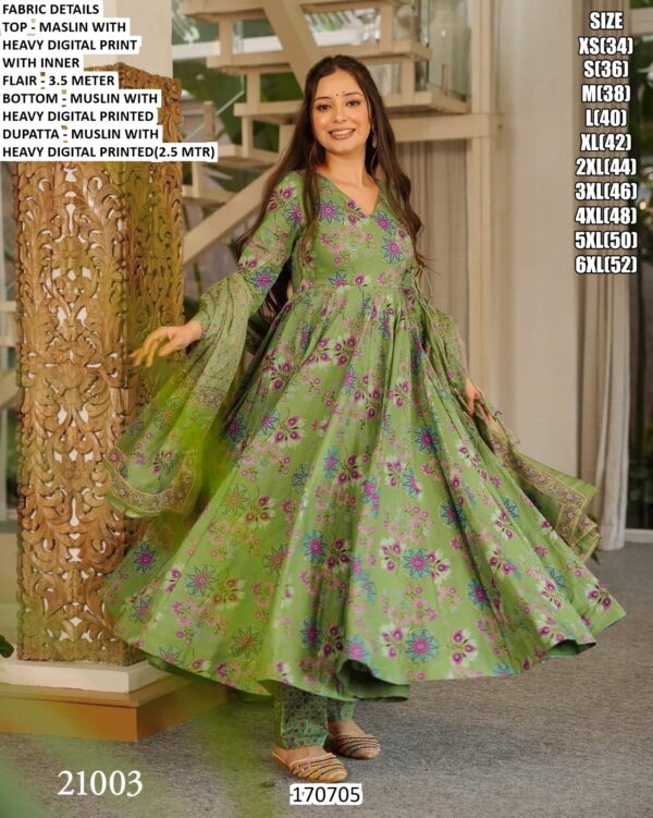 Full Flair Three Piece Anarkali Set For Women
