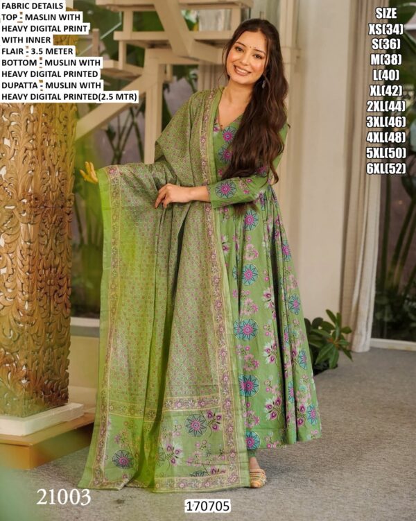 Full Flair Three Piece Anarkali Set For Women