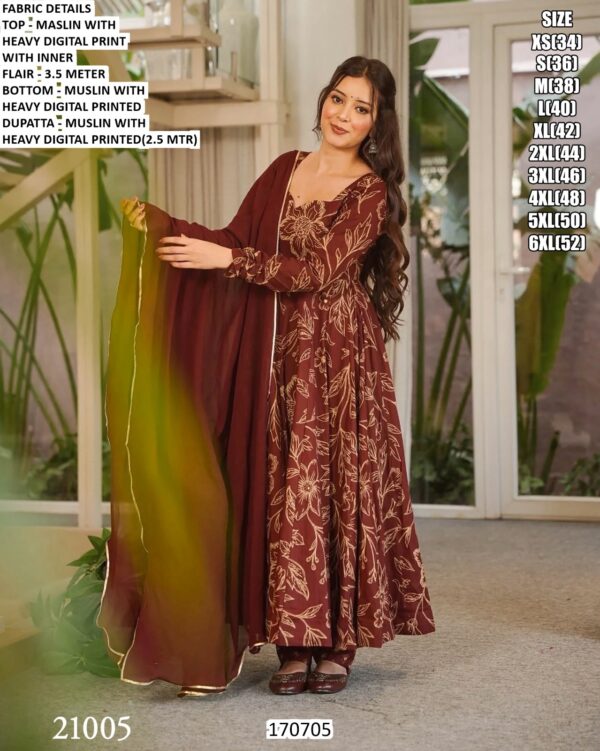 Full Flair Three Piece Anarkali Set For Women
