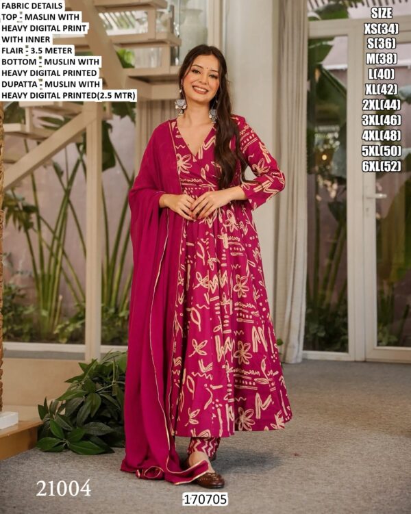 Full Flair Three Piece Anarkali Set For Women