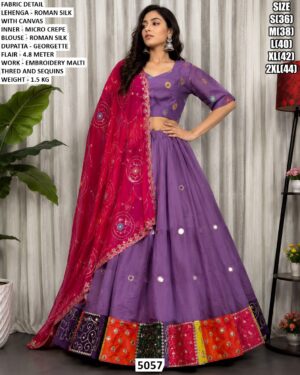 Roman Silk Navratri Lehenga With Georgette Dupatta