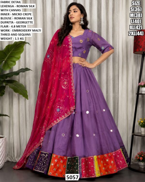 Roman Silk Navratri Lehenga With Georgette Dupatta