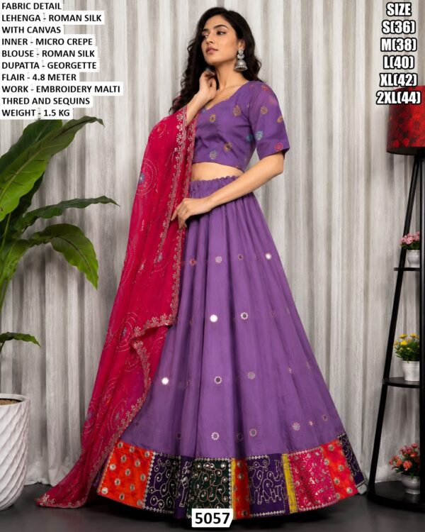 Roman Silk Navratri Lehenga With Georgette Dupatta
