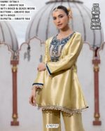 Elegant Kurti Pant Set With Premium Beads Work