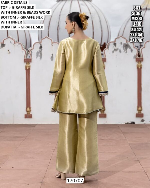 Elegant Kurti Pant Set With Premium Beads Work