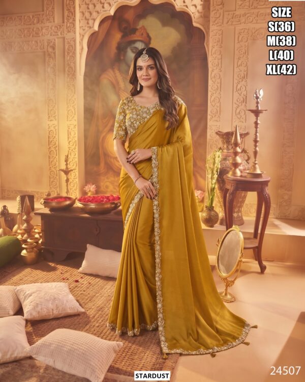 Designer Party Wear Saree With Embroidery Work