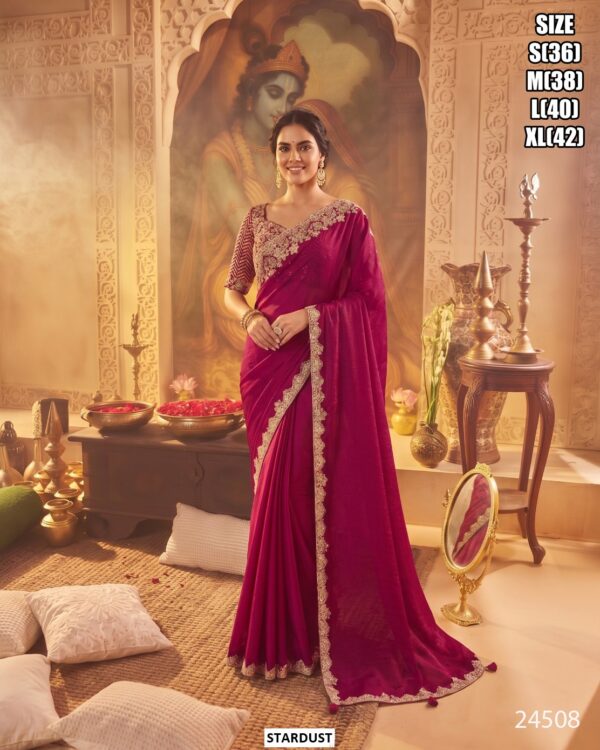 Designer Party Wear Saree With Embroidery Work