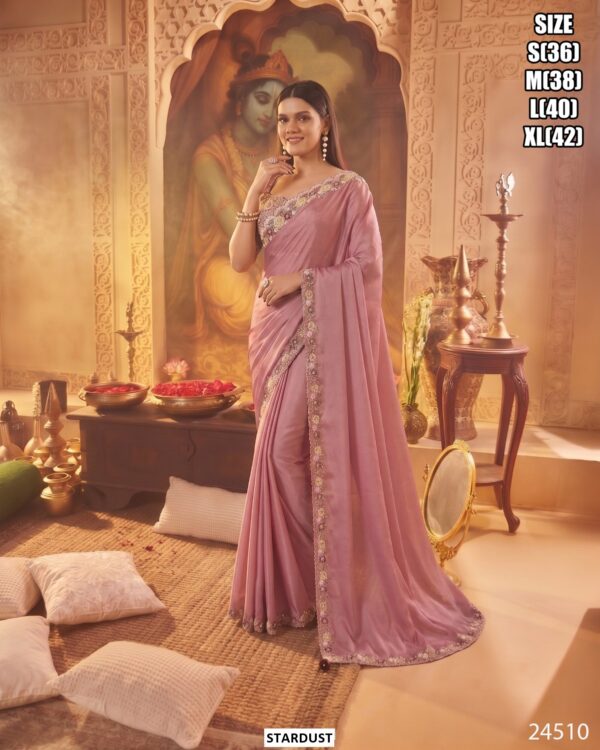 Designer Party Wear Saree With Embroidery Work