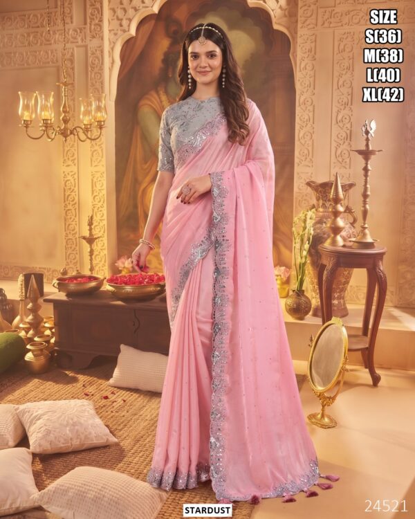 Designer Party Wear Saree With Embroidery Work