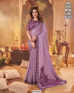 Designer Party Wear Saree With Embroidery Work
