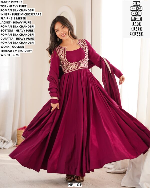 Roman Silk Chanderi Jacket Style Anarkali Gown