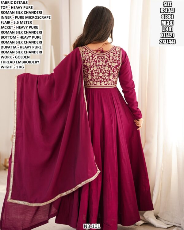 Roman Silk Chanderi Jacket Style Anarkali Gown