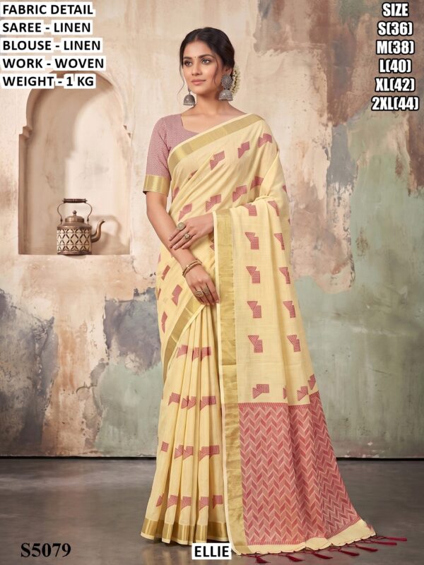 Minimalist Linen Saree For Women