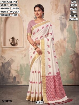 Minimalist Linen Saree For Women
