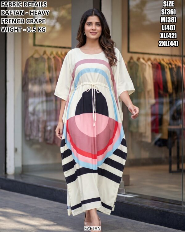 Premium Heavy Franch Crape Kaftan With Printed Work