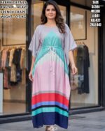 Premium Heavy Franch Crape Kaftan With Printed Work