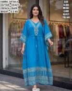Premium Heavy Franch Crape Kaftan With Printed Work