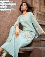 Premium Shimmer Crush Handwork Palazzo Suit