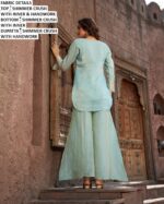 Premium Shimmer Crush Handwork Palazzo Suit