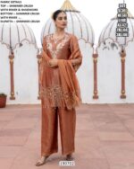 Elegant Handwork Top With Palazzo And Dupatta