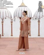 Elegant Handwork Top With Palazzo And Dupatta