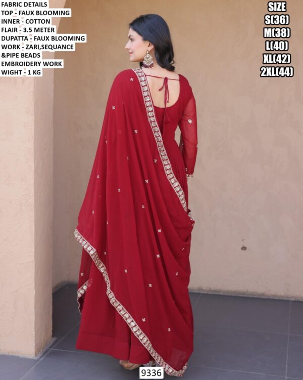 Elegant Pipe Beads Embroidery Anarkali Dress