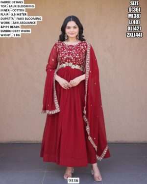 Elegant Pipe Beads Embroidery Anarkali Dress
