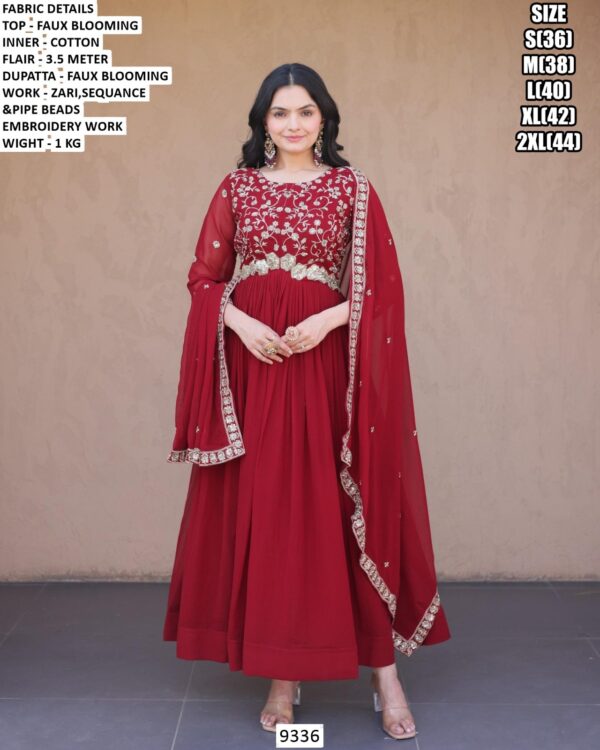 Elegant Pipe Beads Embroidery Anarkali Dress