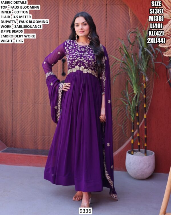 Elegant Pipe Beads Embroidery Anarkali Dress