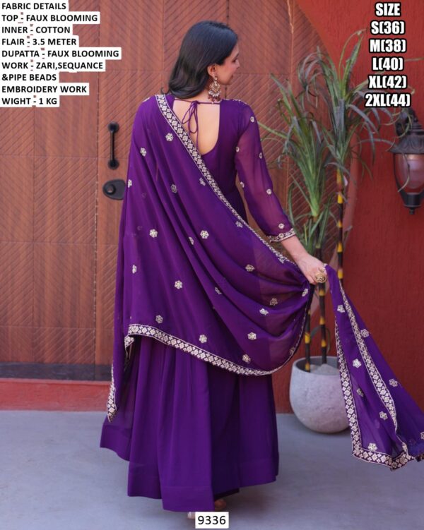 Elegant Pipe Beads Embroidery Anarkali Dress
