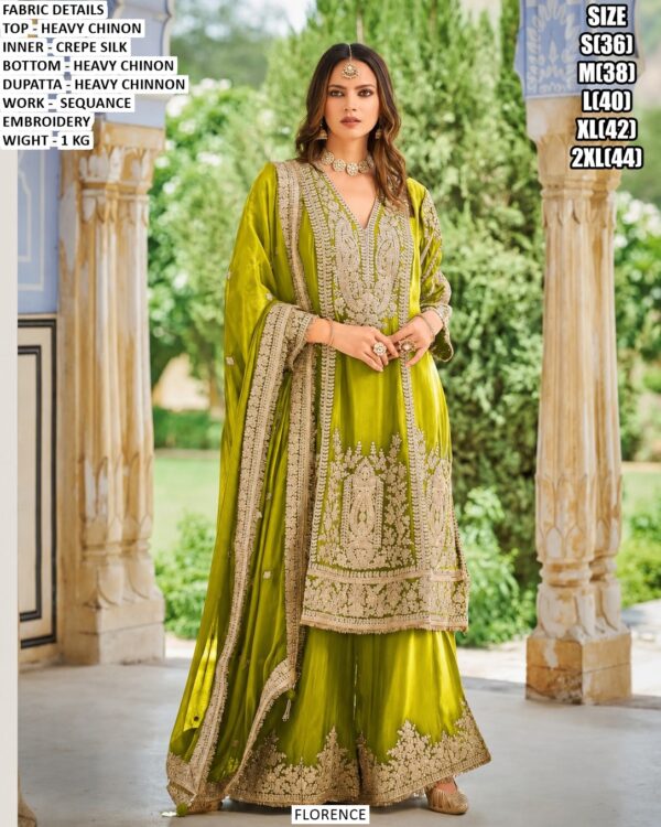 Designer Chinon Palazzo Set With Dupatta