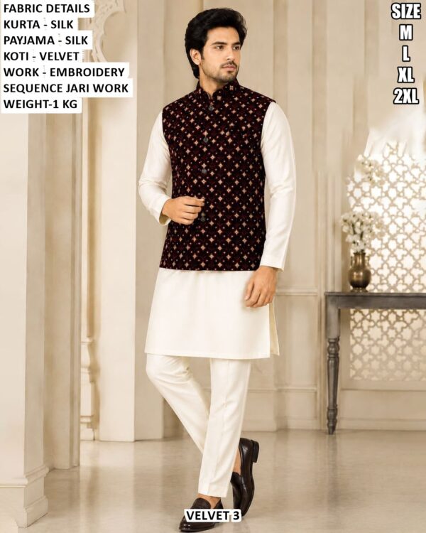 Trending Velvet Koti Kurta Pajama For Men