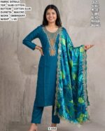Designer Cotton Suit With Printed Micro Dupatta