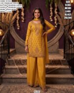 Elegant Beads Work Kurta And Palazzo Set